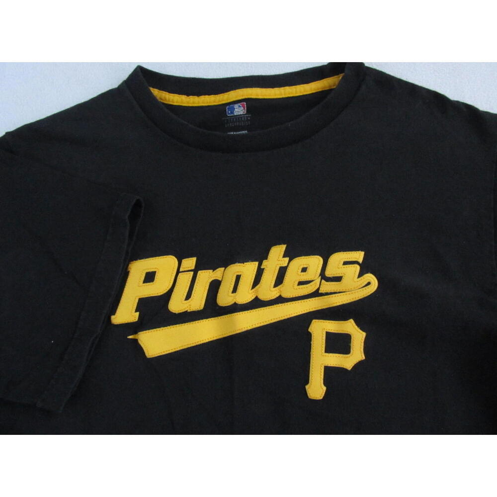 MLB Pittsburgh Pirates Men's Black Stitched T Shirt Genuine Merchandise - M